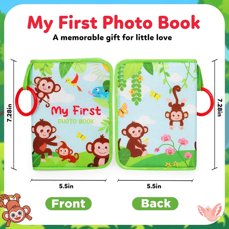 GKDOMS Baby Photo Album First Family Memory Book for Newborns, Toddlers Soft Photo Cloth Book with Mirror, Quality Gifts for Girls and Boys, 1st Birthday, Baby Shower, Thank You Gift (Lovely Monkey) - Image 2